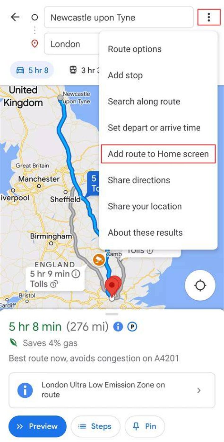 Can I save a route on Google Maps?