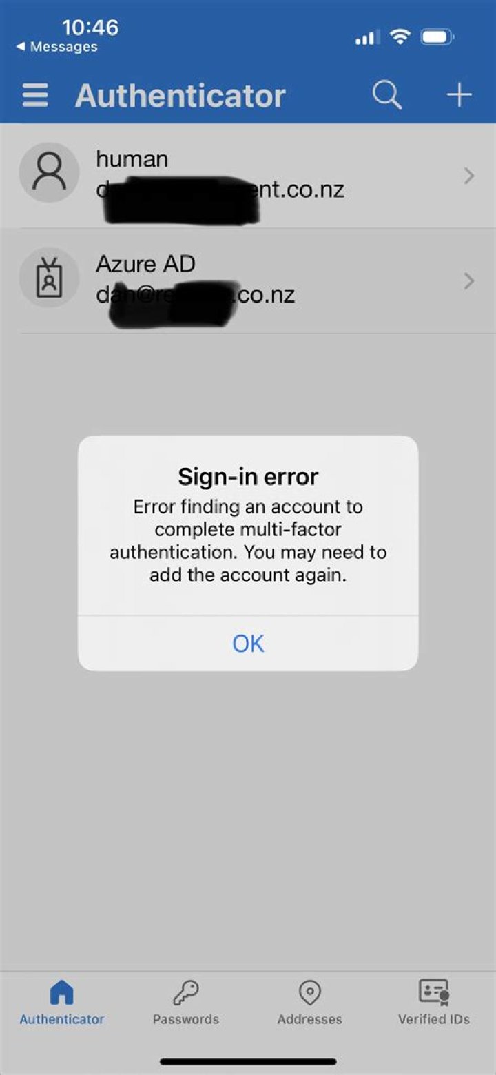 What does unable to authenticate mean?