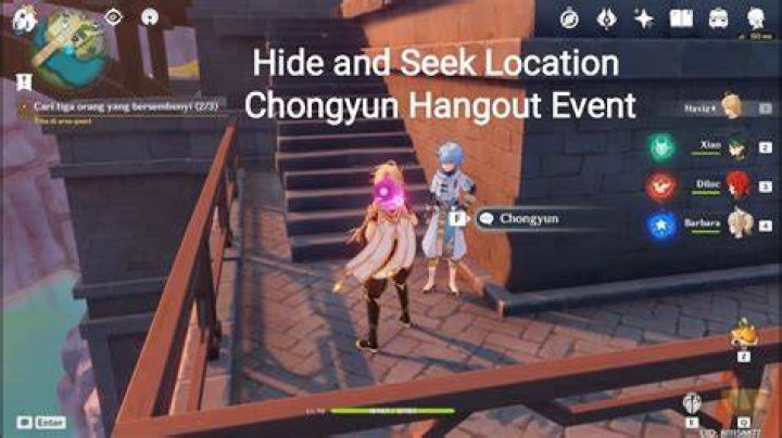 Where does Chongyun hide hide and seek?